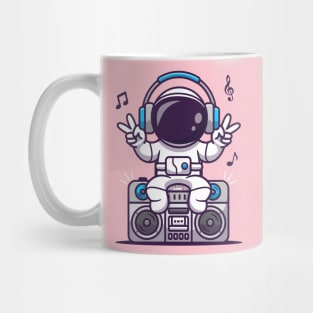 Cute Astronaut Listening With BoomBox Cartoon Mug